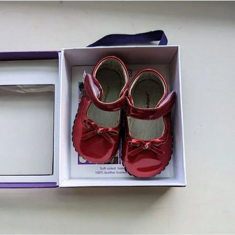 Pediped Toddler Girl Patent Leather Red Dress Shoes 6-12M